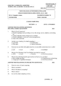 Cover of 21PCS207 – Cloud Computing