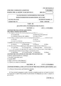 Cover of 19UCF6E5 – Quantitative Techniques for Finance