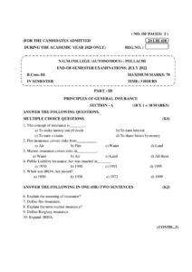 Cover of 20UBI410 – Principles of General Insurance-Ese