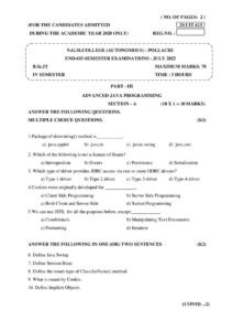 Cover of 20UIT413 – Advanced Java Programming-Ese