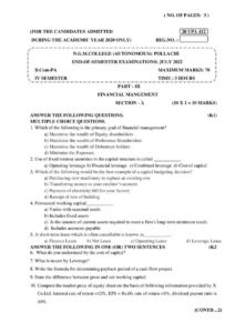 Cover of 20UPA412 – Financial Management-Ese