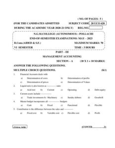 Cover of 20UCO620 – Management Accounting