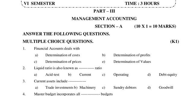 Cover: 20UCO620 – Management Accounting