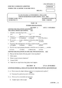 Cover of 20UBC623 – Python Programming