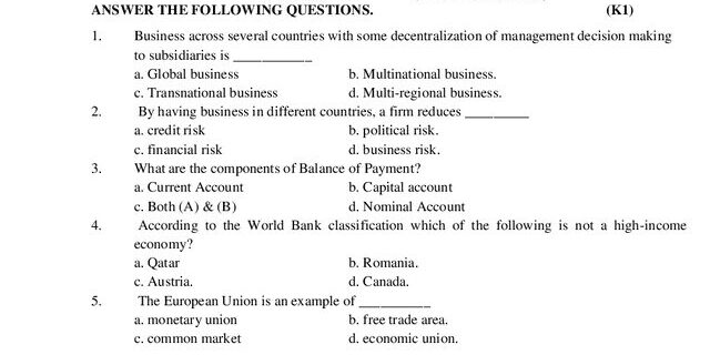 Cover: 22UIB2A2 – Global Business Environment