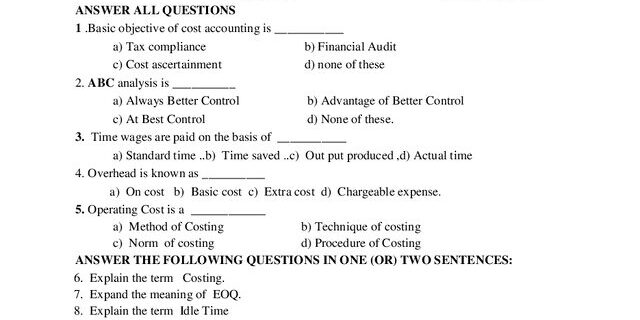 Cover: 22UIB203 – Cost Accounting