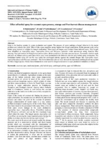 Cover of Effect of herbal spray for coconut copra process, storage and Post-harvest disease management