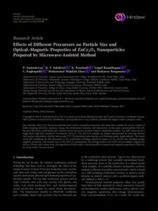 Cover of Effects of Different Precursors on Particle Size and Optical–Magnetic Properties of ZnCr 2O4 Nanoparticles Prepared by Microwave-Assisted Method