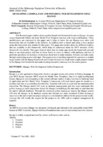 Cover of Developing a Simple, Fast and Powerful Web Development Using Django