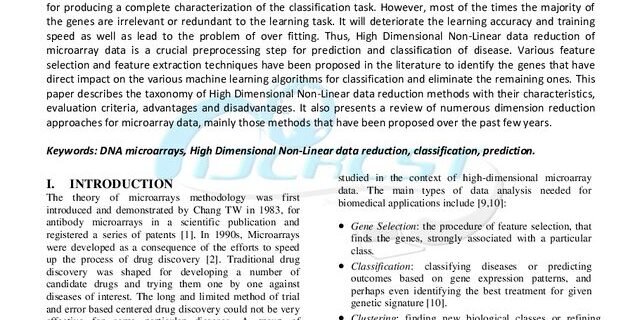 Cover: DNA Microarray Data Reduction Method for Dimensionality Problems