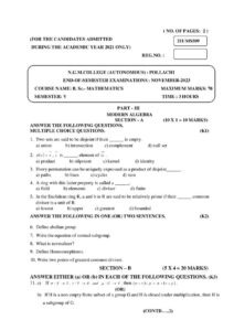 Cover of 21UMS509 – Modern algebra