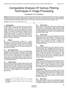 Cover of Comparative Analysis Of Various Filtering Techniques In Image Processing