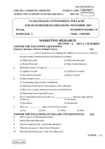 Cover of 23PCO103 – Marketing Research
