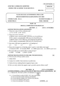 Cover of 23UBC205 – Digital Computer Fundamentals