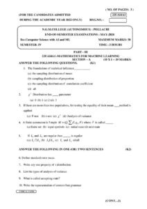 Cover of 22UAI4A1 – Mathematics for Machine Learing