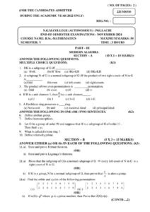 Cover of 22UMS510 – Modern Algebra
