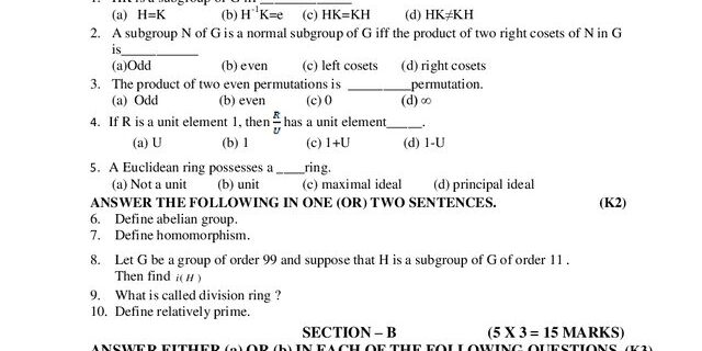 Cover: 22UMS510 – Modern Algebra