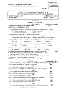 Cover of 22UBC5S2 – Internet of Things Final