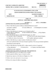 Cover of 23PSW3A3 – Industrial Relations