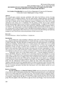 Cover of Determinants of Consumer Satisfaction Towards Online Food Delivery Services in Coimbatore District