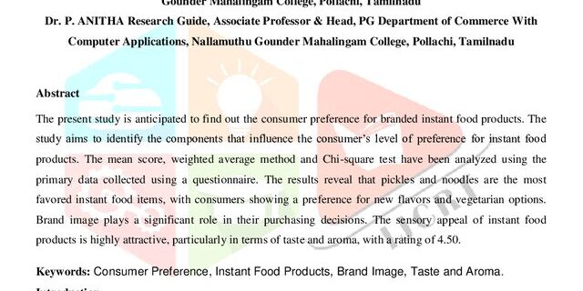 Cover: Consumer Preference Towards Branded Instant Food Products (With Special Reference to Coimbatore District)