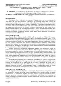 Cover of Impact of Inventory Levels on Tea Factory Supply Chain Performance in Valparai