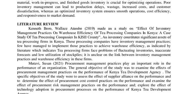 Cover: Impact of Inventory Levels on Tea Factory Supply Chain Performance in Valparai