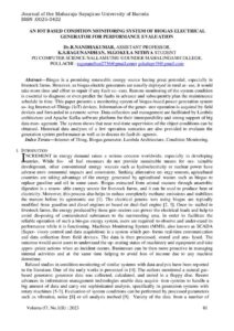 Cover of An IOT Based Condition Monitoring System of Biogas Electrical Generator for Performance Evaluation