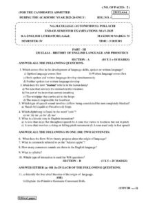 Cover of 23UEL4A4 – History of English Language and Phoenetics