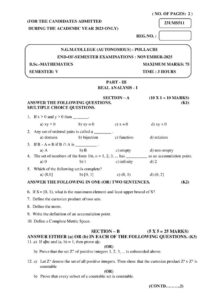 Cover of 23UMS511 – Real Analysis I