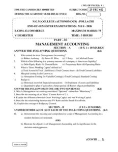 Cover of 23UEC622 – Management Accounting
