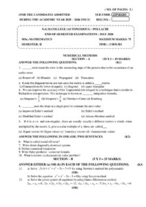 Cover of 25PMS209 – Numerical Methods