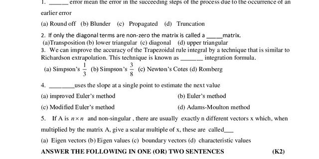 Cover: 25PMS209 – Numerical Methods