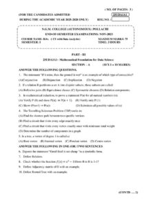 Cover of 25UDA1A1 – Mathematical Foundation for Data Science