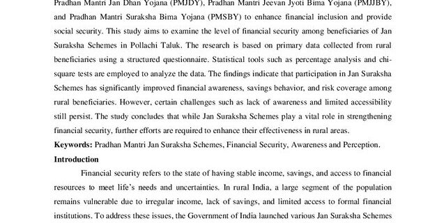 Cover: A Study on Financial Security among Beneficiaries of Jan Suraksha Schemes in Pollachi Taluk
