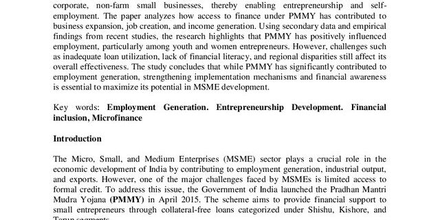 Cover: Evaluating the Impact of Pradhan Mantri Mudra Yojana (PMMY) on Employment Generation in MSMEs