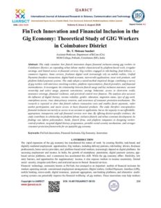 Cover of FinTech Innovation and Financial Inclusion in the Gig Economy: Theoretical Study of GIG Workers in Coimbatore District