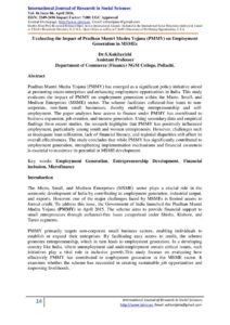 Cover of Evaluating the Impact of Pradhan Mantri Mudra Yojana (PMMY) on Employment Generation in MSMEs