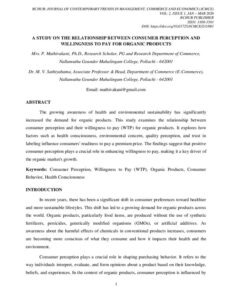 Cover of A Study on the Relationship Between Consumer Perception and Willingness to Pay for Organic Products