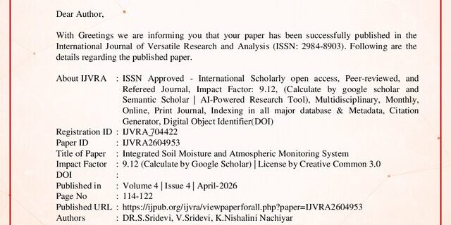 Cover: Integrated Soil Moisture and Atmospheric Monitoring System