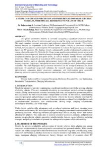 Cover of A Study on Cosumer Perception and Preferences Towards Electric Vehicles, With Special Reference to Pollachi Taluk