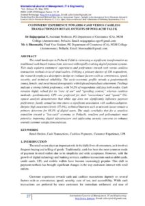 Cover of Customers’ Experience Towards Cash Versus Cashless Transactions in Retail Outlets of Pollachi Taluk