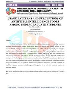 Cover of Usage patterns and perception of AI tools among Undergraduate students
