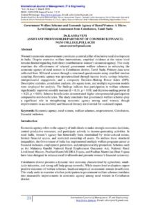 Cover of Government Welfare Schemes and Economic Agency of Rural Women: A Micro-Level Empirical Assessment from Coimbatore, Tamil Nadu