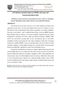 Cover of GST Reforms and their Impact on MSMEs, Start-ups, and Entrepreneurship in India