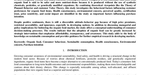Cover: Understanding Consumer Behaviour and Preferences for Organic Food Products