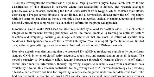 Cover: Assessing Dynamic DQN Models for Efficient Classification on Skin Disease Data