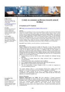 Cover of A Study on Consumer Preference towards natural fertilizer