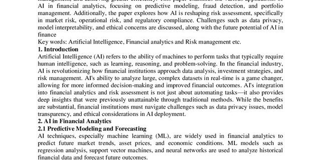Cover: The Impact of Artificial Intelligence in Financial Analytics and Risk Assessment