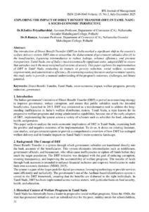 Cover of Exploring the Impact of Direct Benefit Transfer (DBT) in Tamil Nadu: A Socio-Economic Perspective